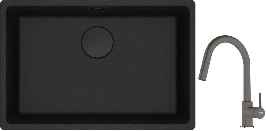 Set lavello in granito Franke Maris 125.0697.758, rubinetto da cucina Franke Lina 115.0626.057
