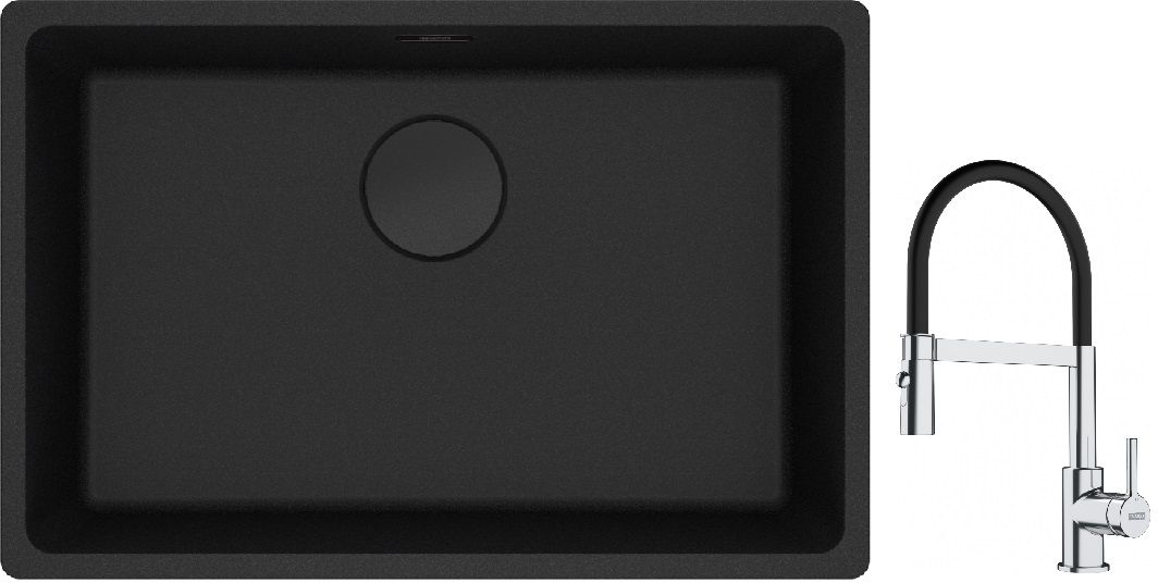 Set lavello in granito Franke Maris 125.0697.758, rubinetto da cucina Franke Lina 115.0626.085