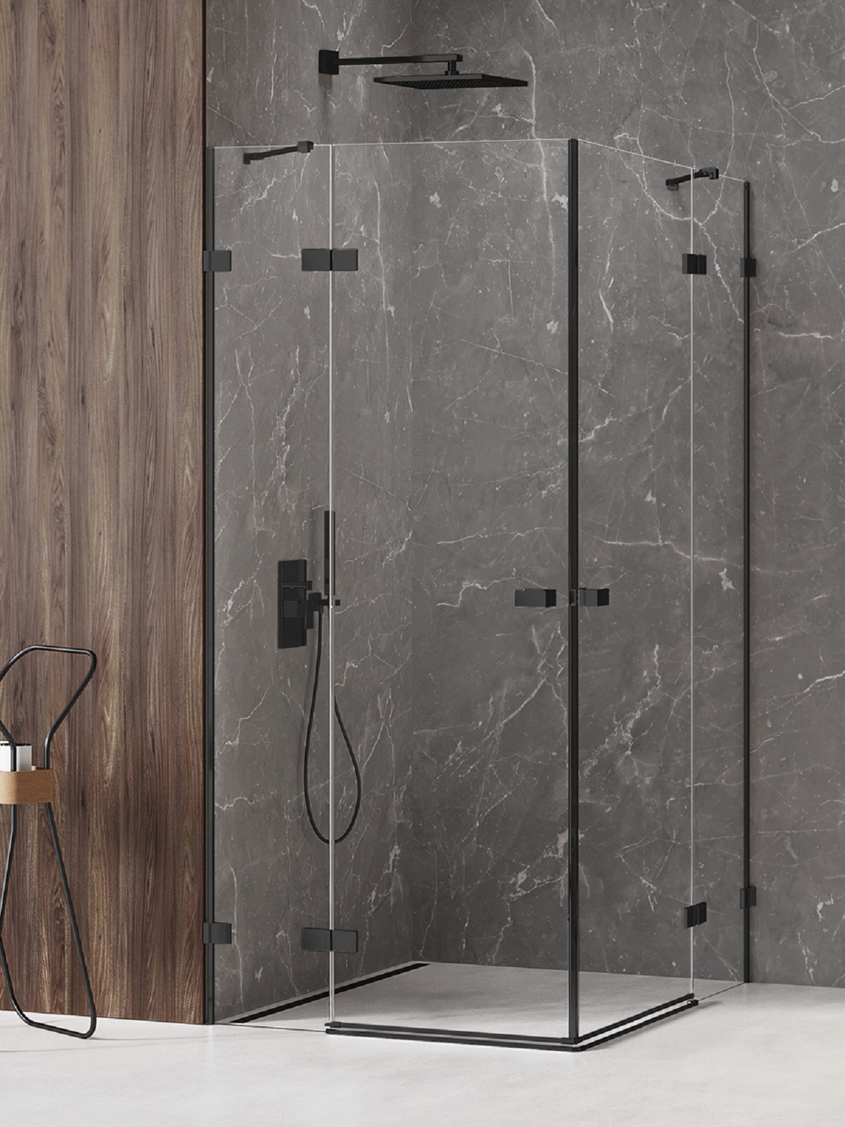 New Trendy Avexa Black box doccia 90x80 cm rettangolare nero opaca/vetro trasparente EXK-1609