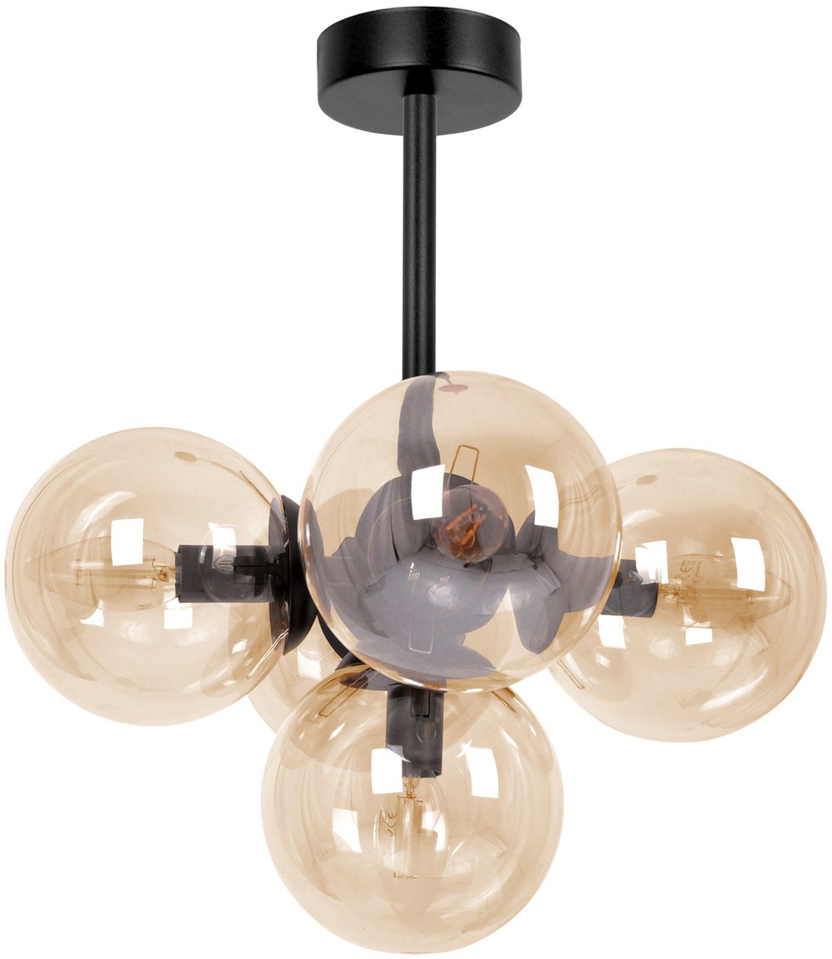 Kaja Piro lampada da soffitto 5x10 W nero-ambra K-5367