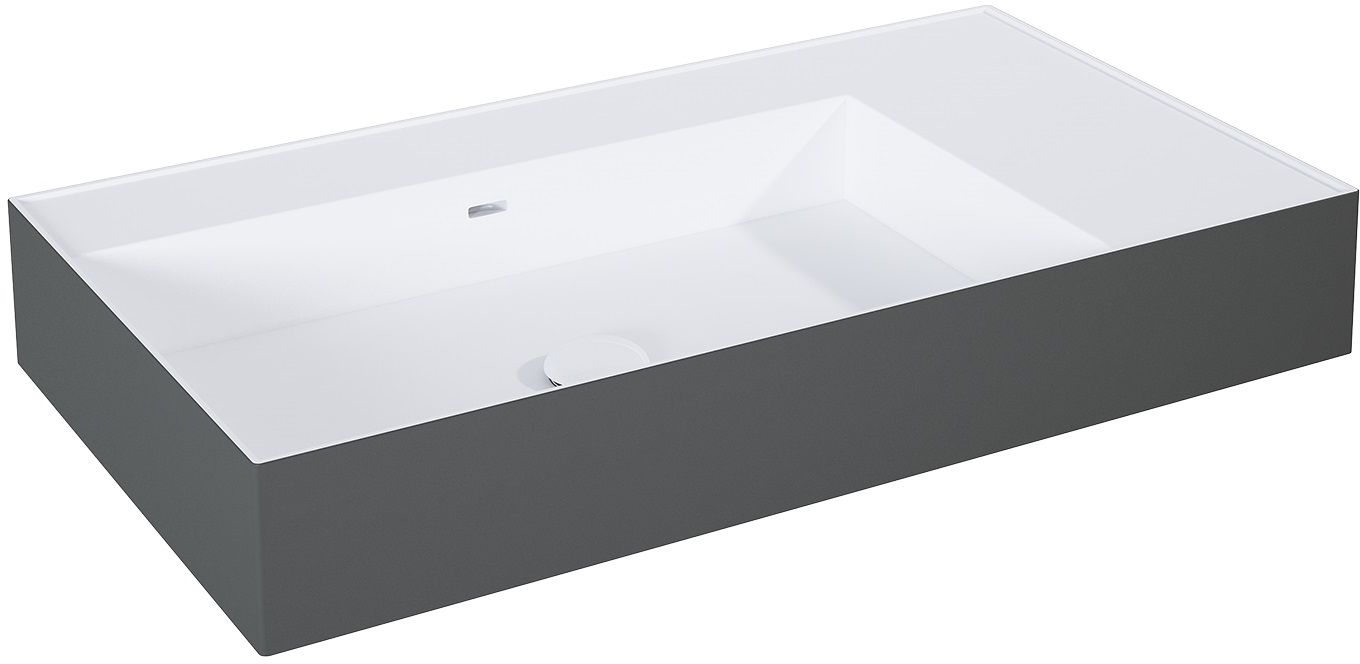 Elita Level lavabo 80.5x45.5 cm rettangolare a parete bianco-antracite RE041461216180
