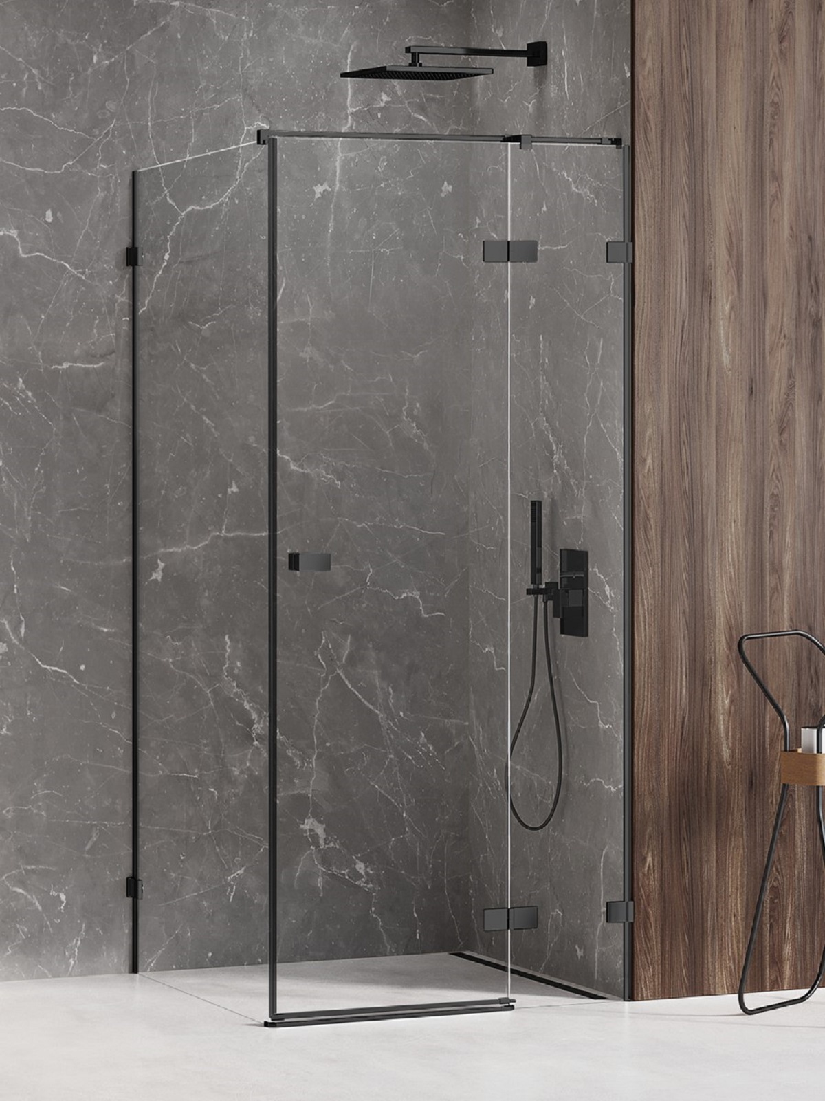 New Trendy Avexa Black box doccia 90x80 cm rettangolare nero opaca/vetro trasparente EXK-1575