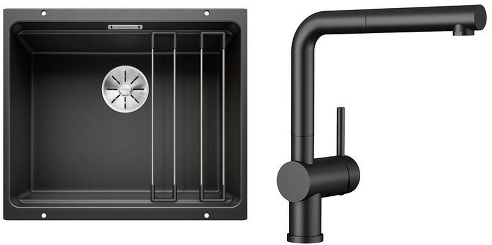 Set lavello in granito Blanco Etagon 500-U 525887, rubinetto da cucina Blanco Linus-S 525807