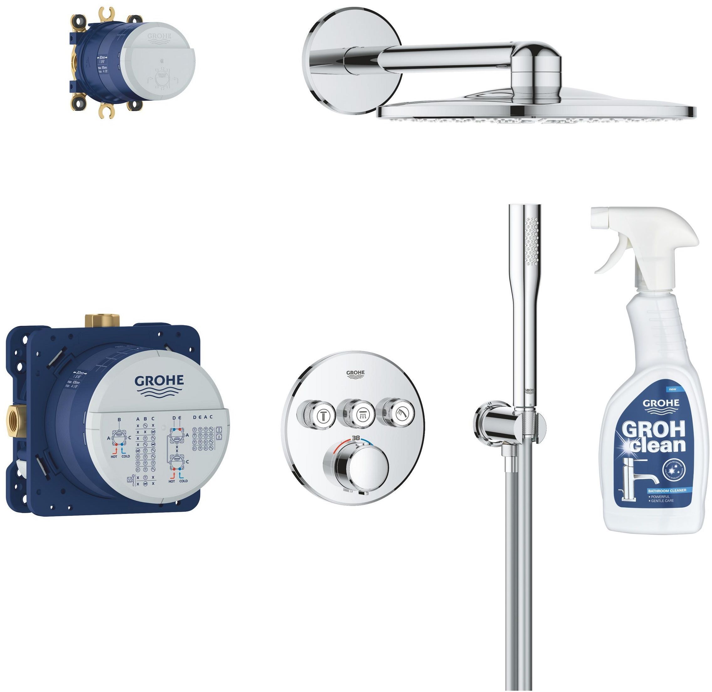 Set set doccia Grohe Precision Smartcontrol 34874000, detergente per cromo Grohe 48166000