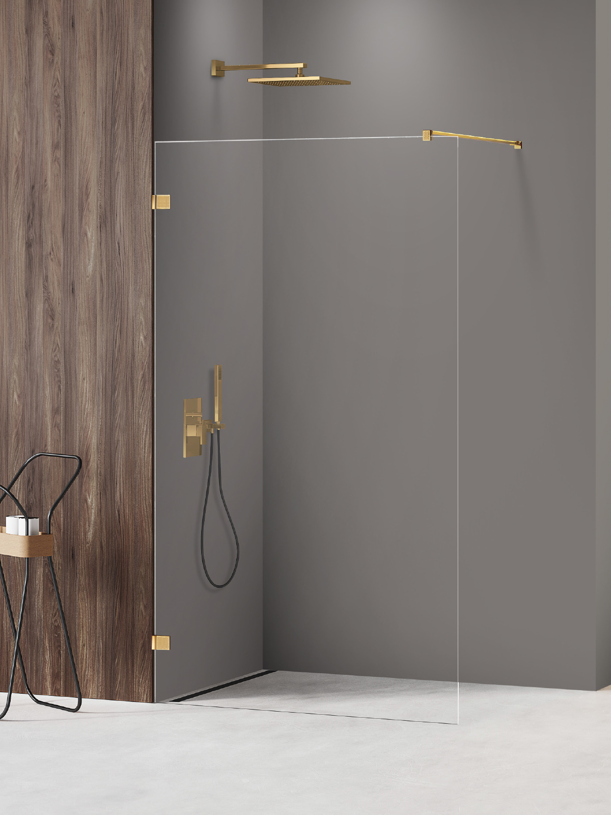 New Trendy Avexa Gold Shine XR parete doccia walk-in 60 cm oro lucida/vetro trasparente EXK-6975
