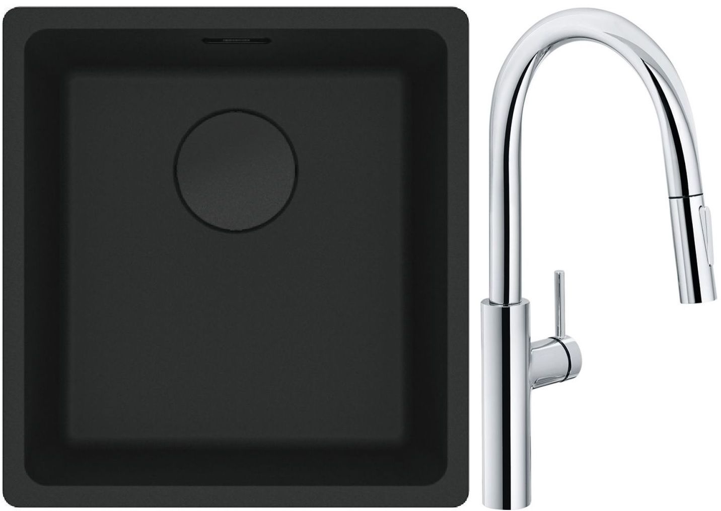 Set rubinetto da cucina Franke Pescara L Slide-In 115.0538.940, lavello in granito Franke Maris 125.0697.760