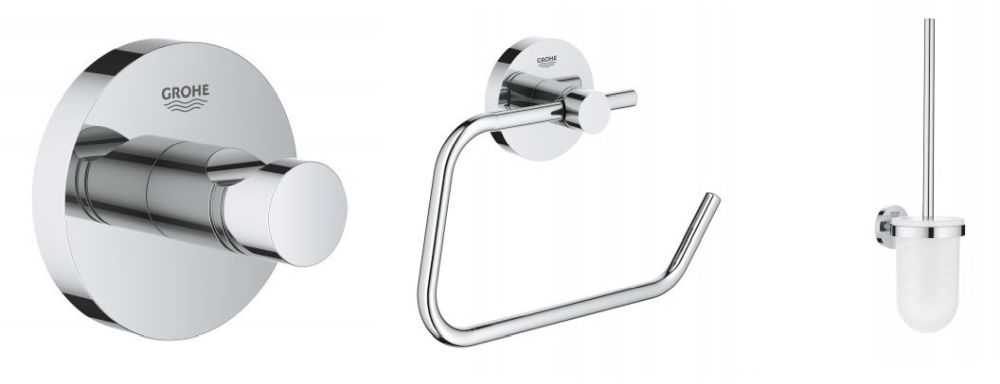 Set scopino WC Grohe Essentials 40374001, portarotolo Grohe Essentials 40689001, 40364001