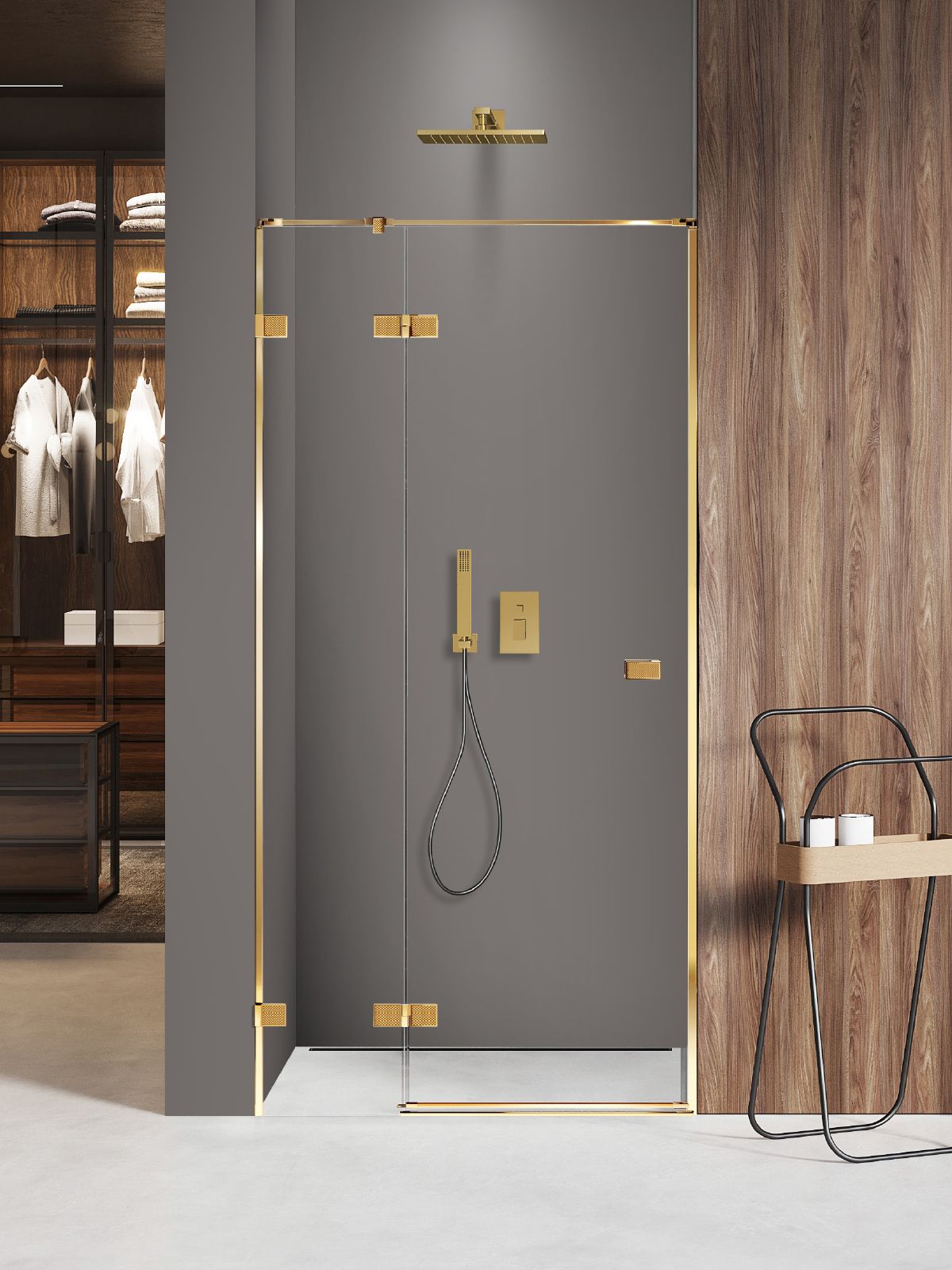 New Trendy Avexa Gold Shine XR porta doccia 140 cm a battente oro lucida/vetro trasparente EXK-6748