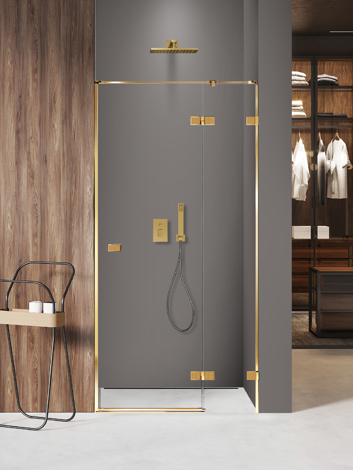 New Trendy Avexa Gold Shine XR porta doccia 130 cm a battente oro lucida/vetro trasparente EXK-6747
