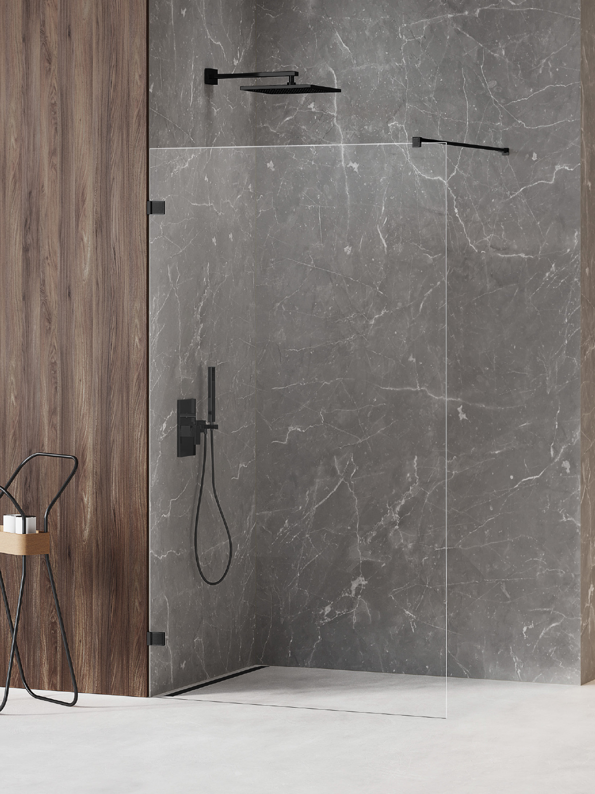 New Trendy Avexa Black XR parete doccia walk-in 120 cm nero opaca/vetro trasparente EXK-6971