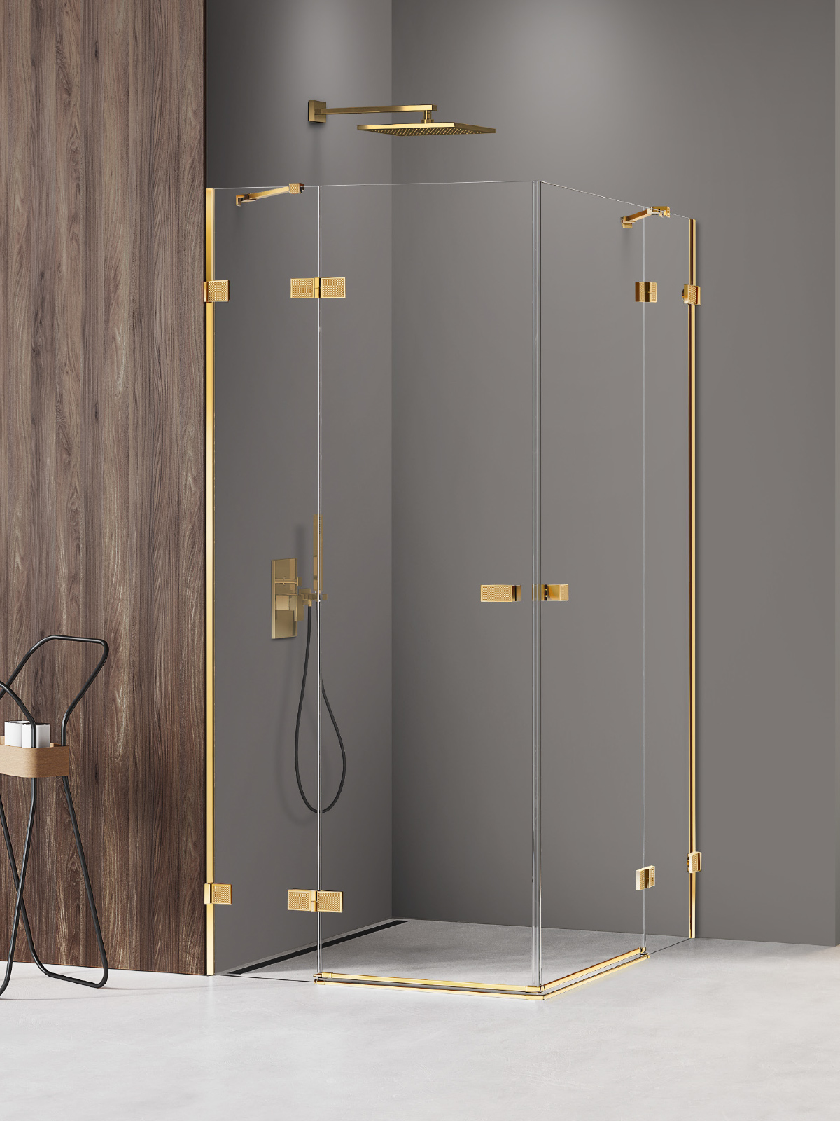 New Trendy Avexa Gold Shine XR box doccia 90x80 cm rettangolare oro lucida/vetro trasparente EXK-6811