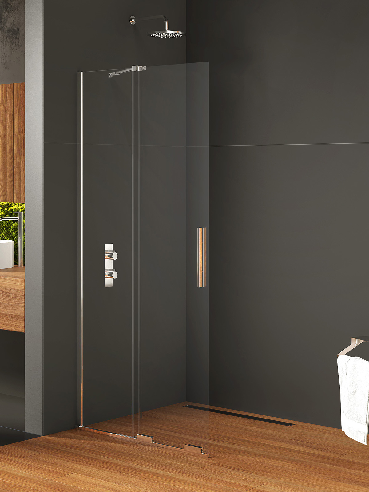 New Trendy Smart parete doccia walk-in 90 cm cromo lucida/vetro trasparente EXK-4086-WU