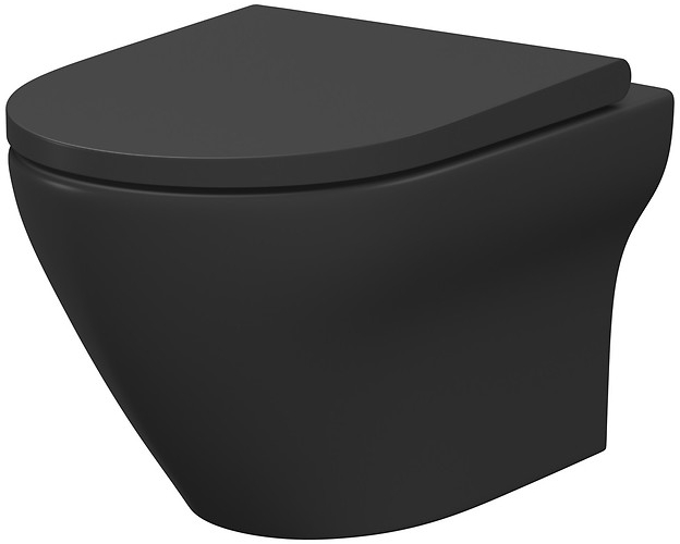 Cersanit Larga vaso wc con copriwater a discesa lenta sospeso senza brida antracite opaco S701-610