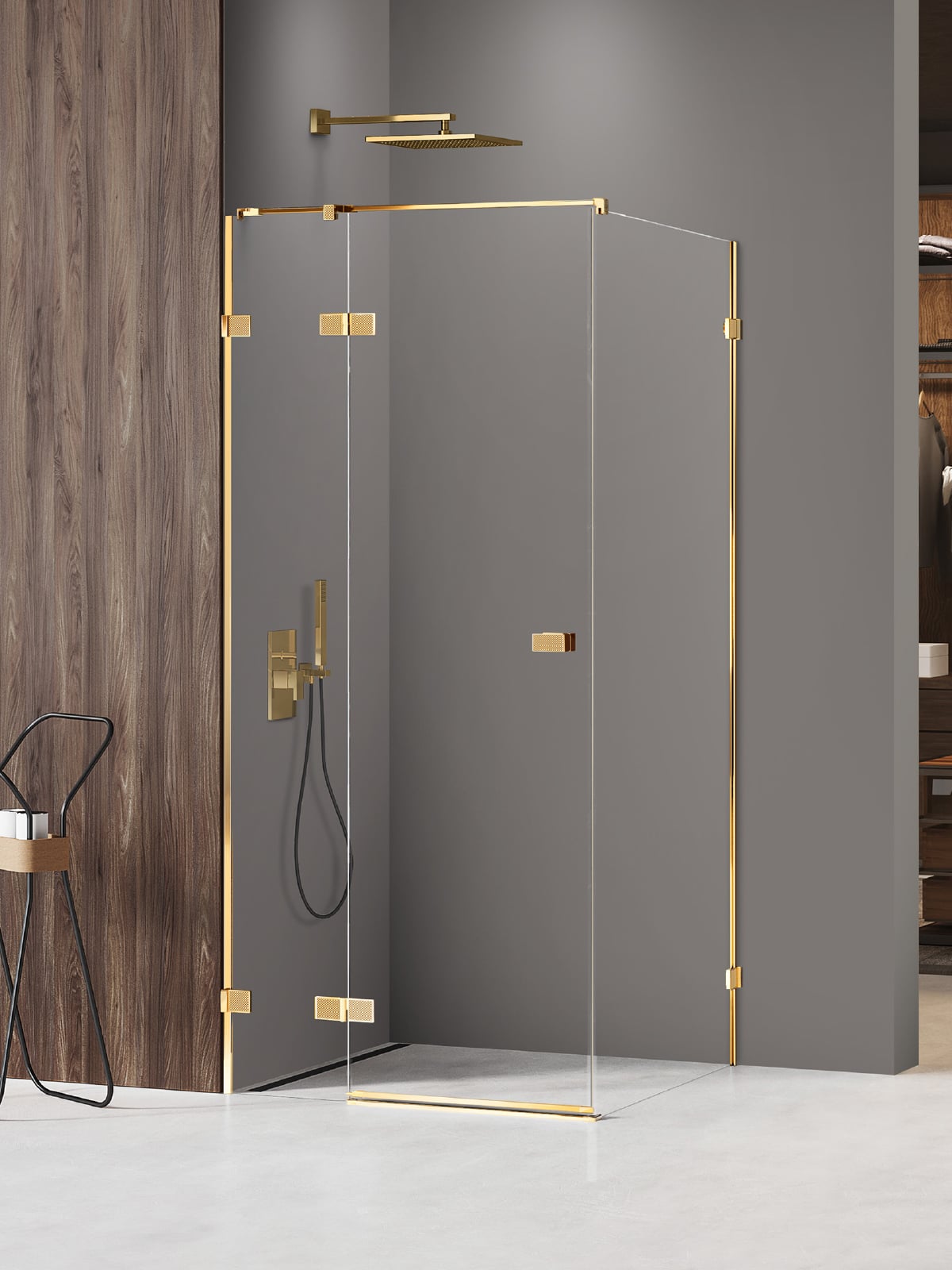 New Trendy Avexa Gold Shine XR box doccia 90x70 cm rettangolare oro lucida/vetro trasparente EXK-6786