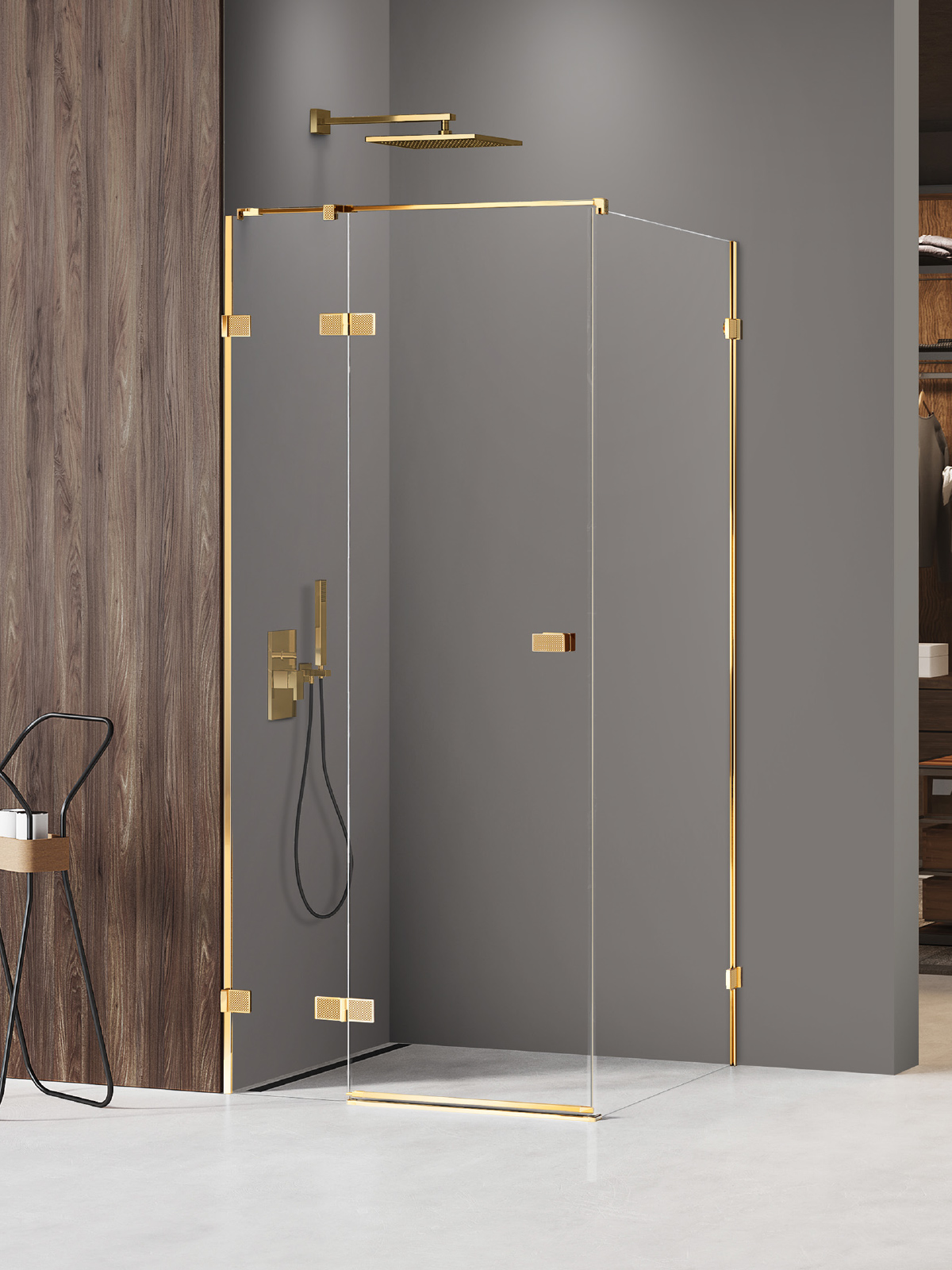 New Trendy Avexa Gold Shine XR box doccia 90x80 cm rettangolare oro lucida/vetro trasparente EXK-6782