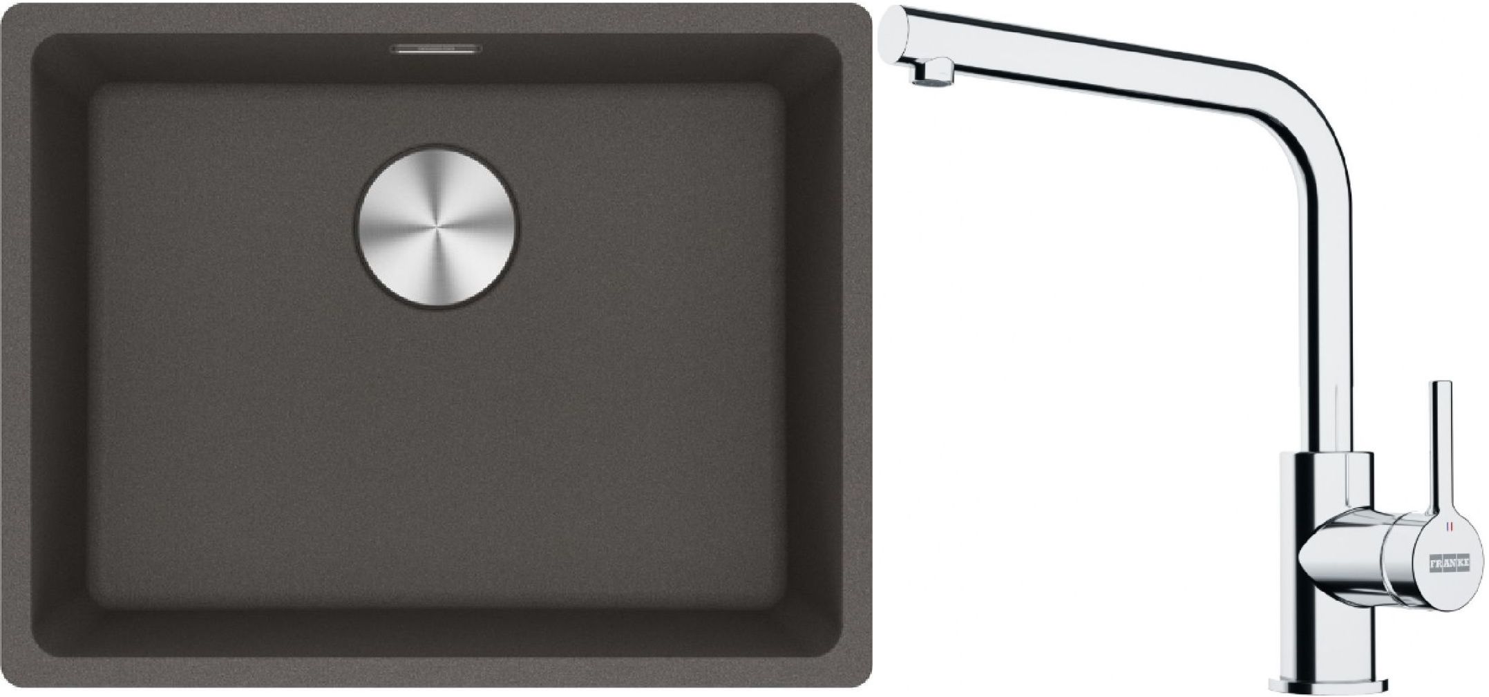Set lavello in granito Franke Maris 125.0714.195, rubinetto da cucina Franke Lina 115.0693.230