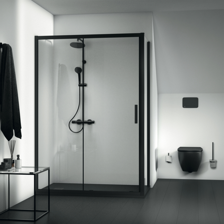 Ideal Standard Connect 2 porta doccia 140 cm scorrevole nero opaca/vetro trasparente K9278V3