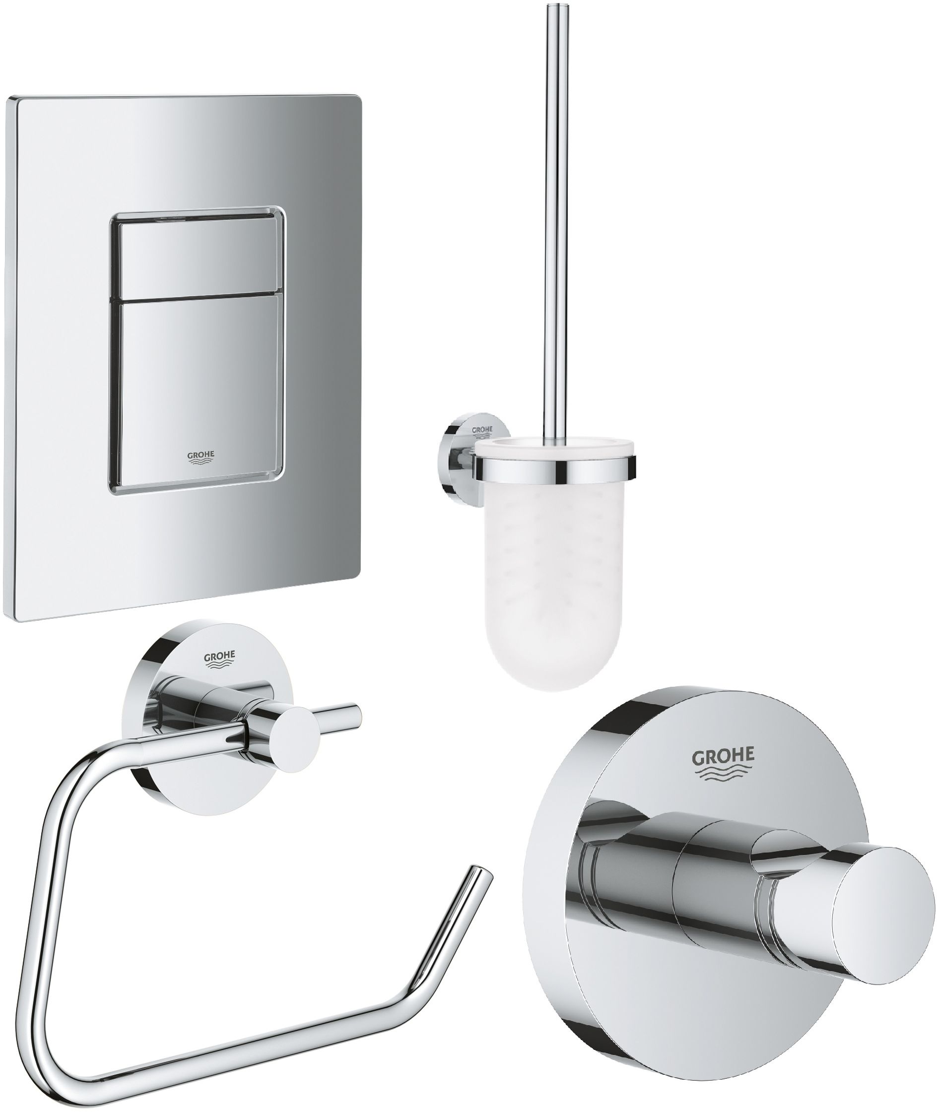 Set scopino WC Grohe Essentials 40374001, placca di comando Grohe Skate 38732000, 40689001, 40364001