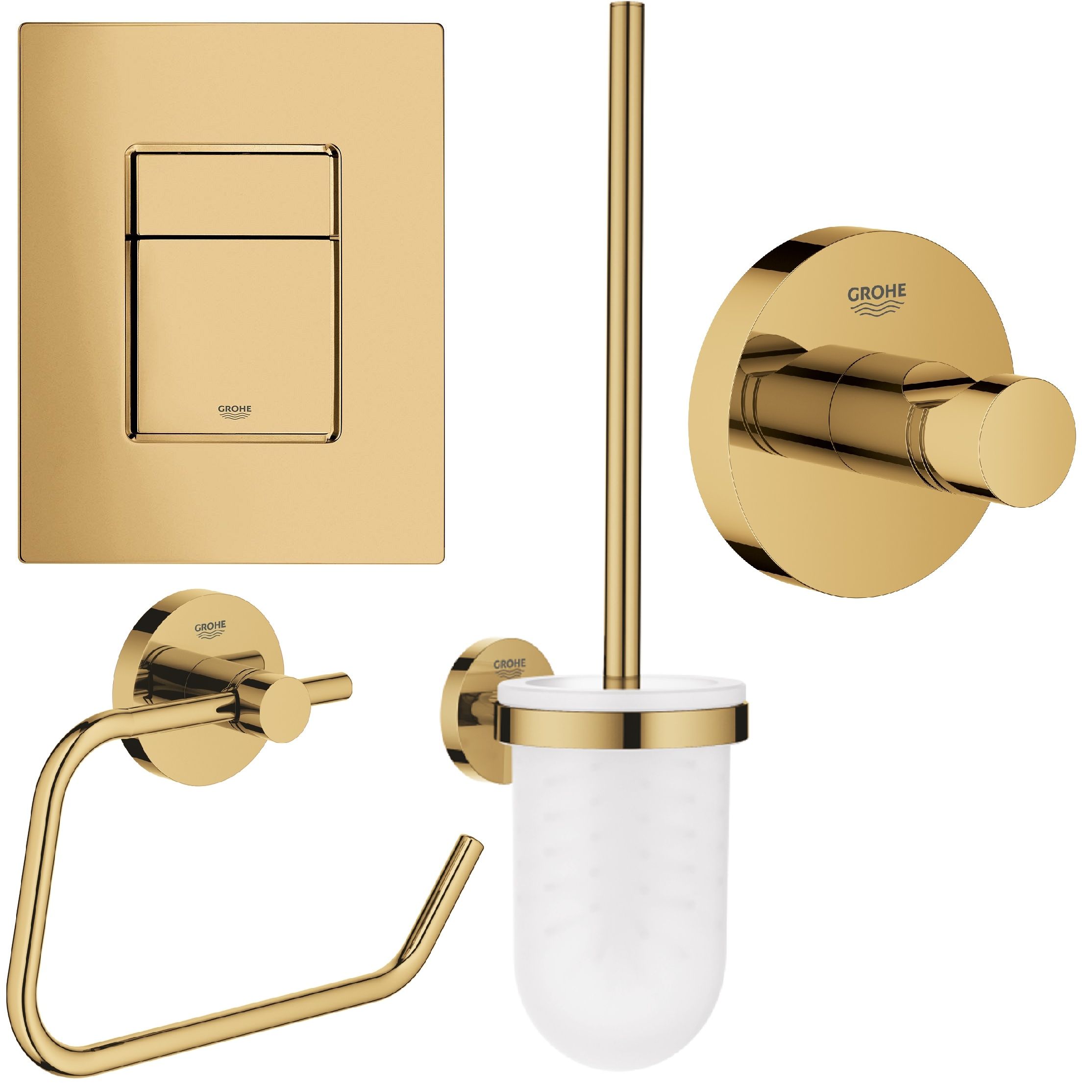 Set placca di comando Grohe Skate 38732GL0, scopino WC Grohe Essentials 40374GL1, 40689GL1, 40364GL1