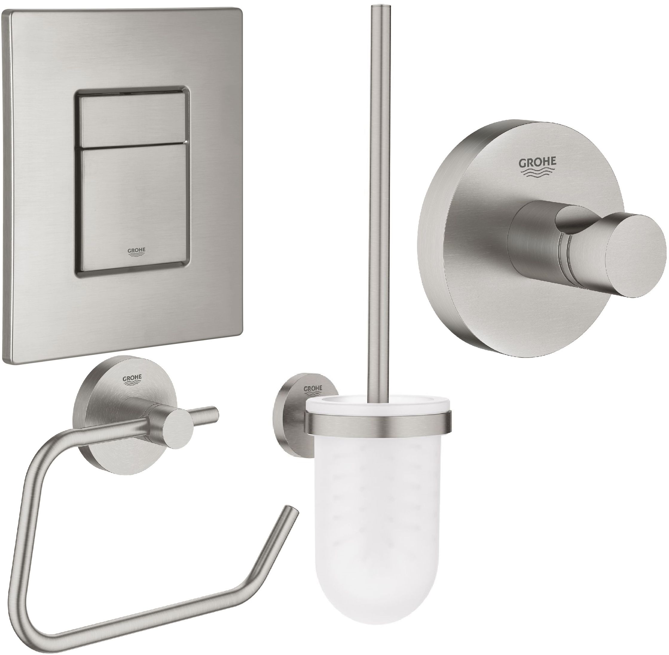 Set placca di comando Grohe Skate 38732DC0, scopino WC Grohe Essentials 40374DC1, 40689DC1, 40364DC1