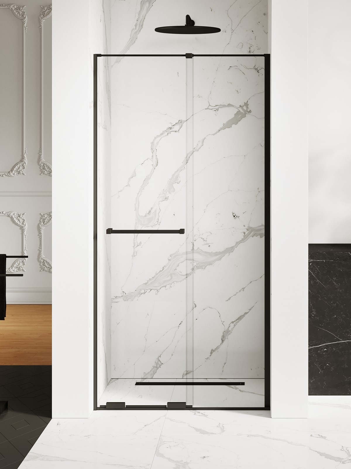 New Trendy Smart Black porta doccia 120 cm scorrevole nero opaca/vetro trasparente EXK-6632