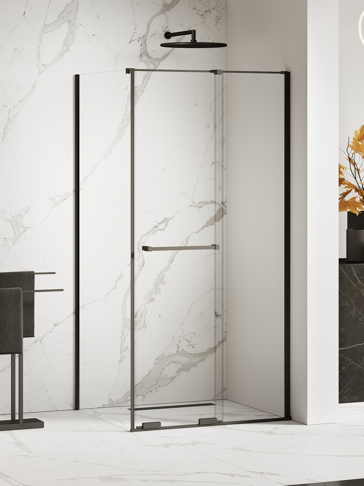 New Trendy Smart Black box doccia 100x100 cm quadrato nero opaca/vetro trasparente EXK-6641