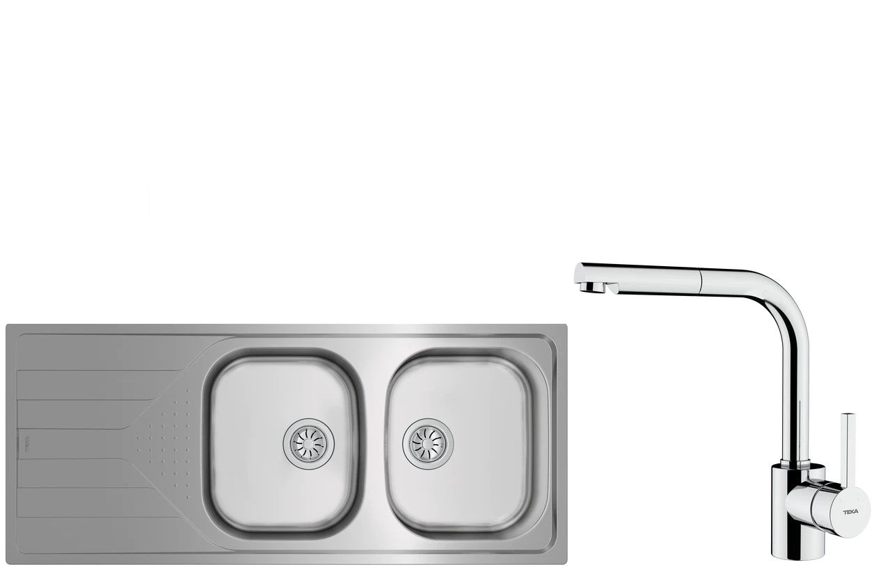 Set rubinetto da cucina Teka ARK 239381200, lavello in acciaio Teka Universe 115170006