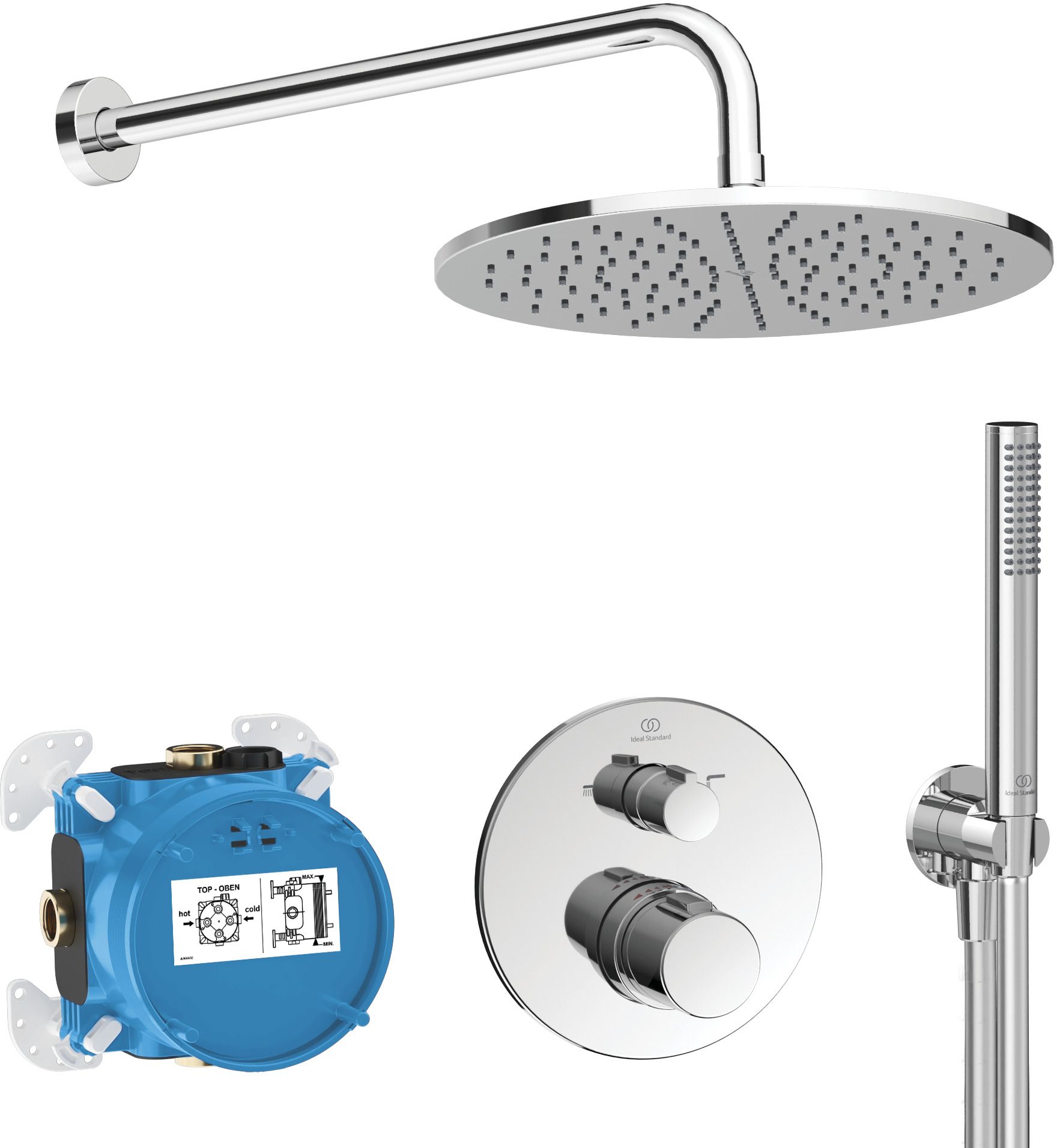 Ideal Standard Ceratherm set doccia da incasso con termostato con soffione cromo A7573AA