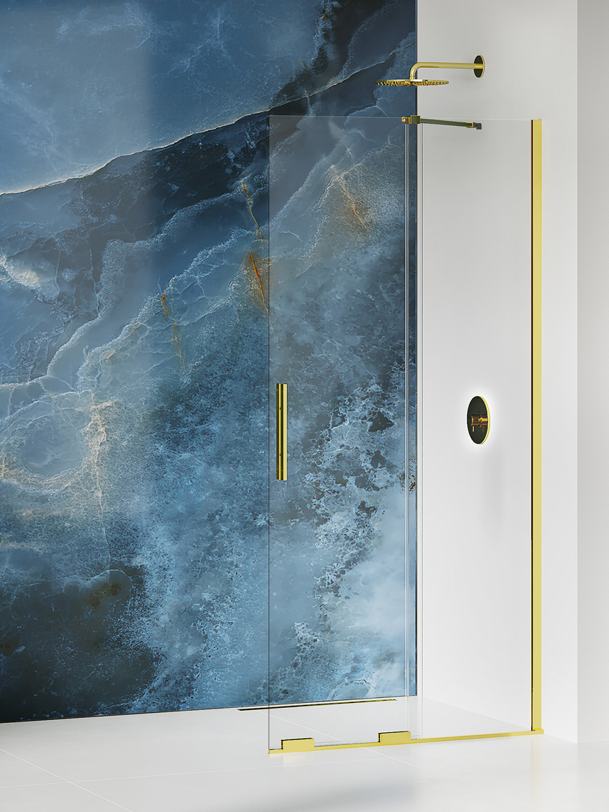 New Trendy Smart Light Gold parete doccia walk-in 140 cm oro lucida/vetro trasparente EXK-4299-WU