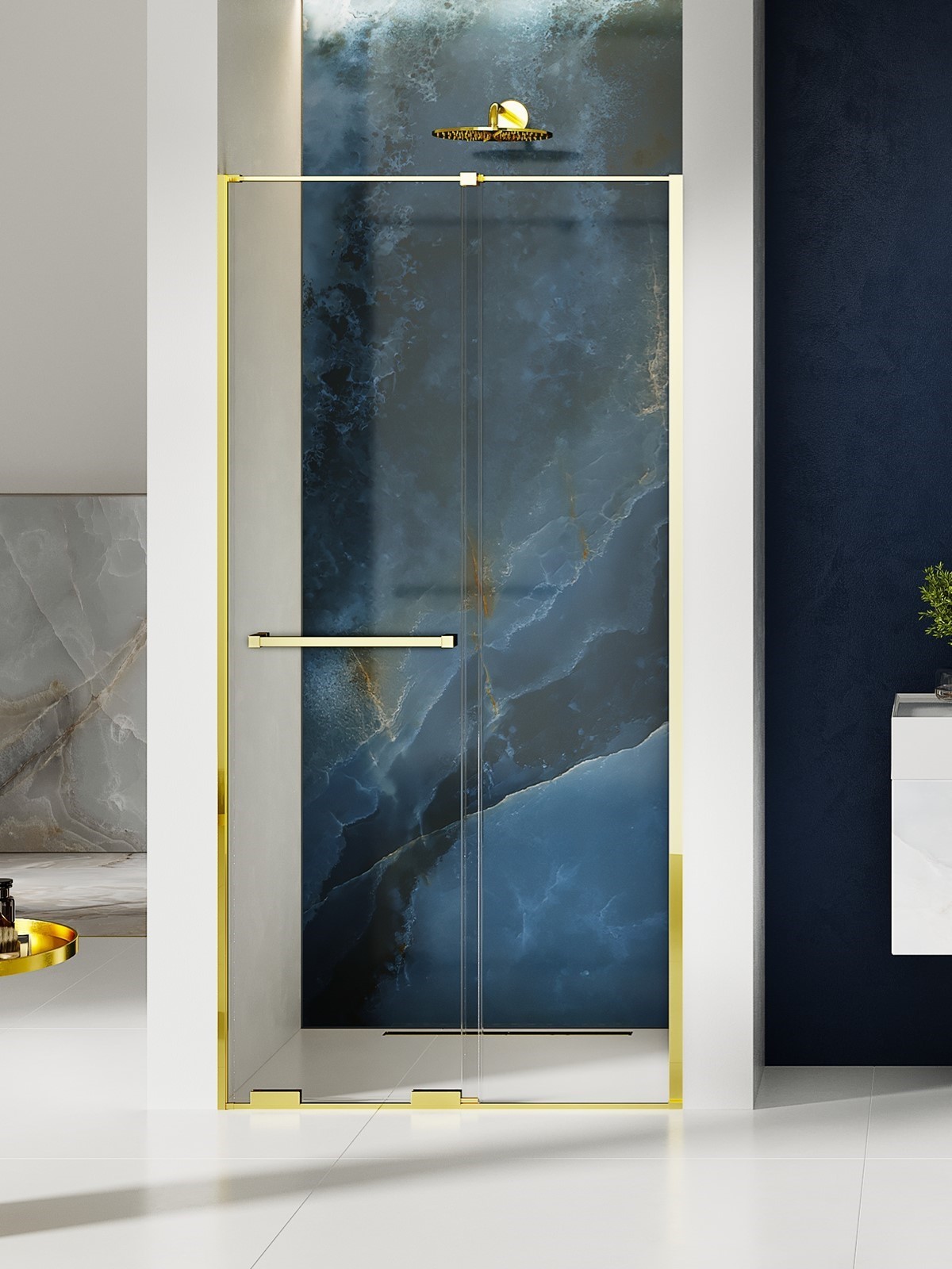New Trendy Smart Light Gold porta doccia 130 cm scorrevole oro lucida/vetro trasparente EXK-6686