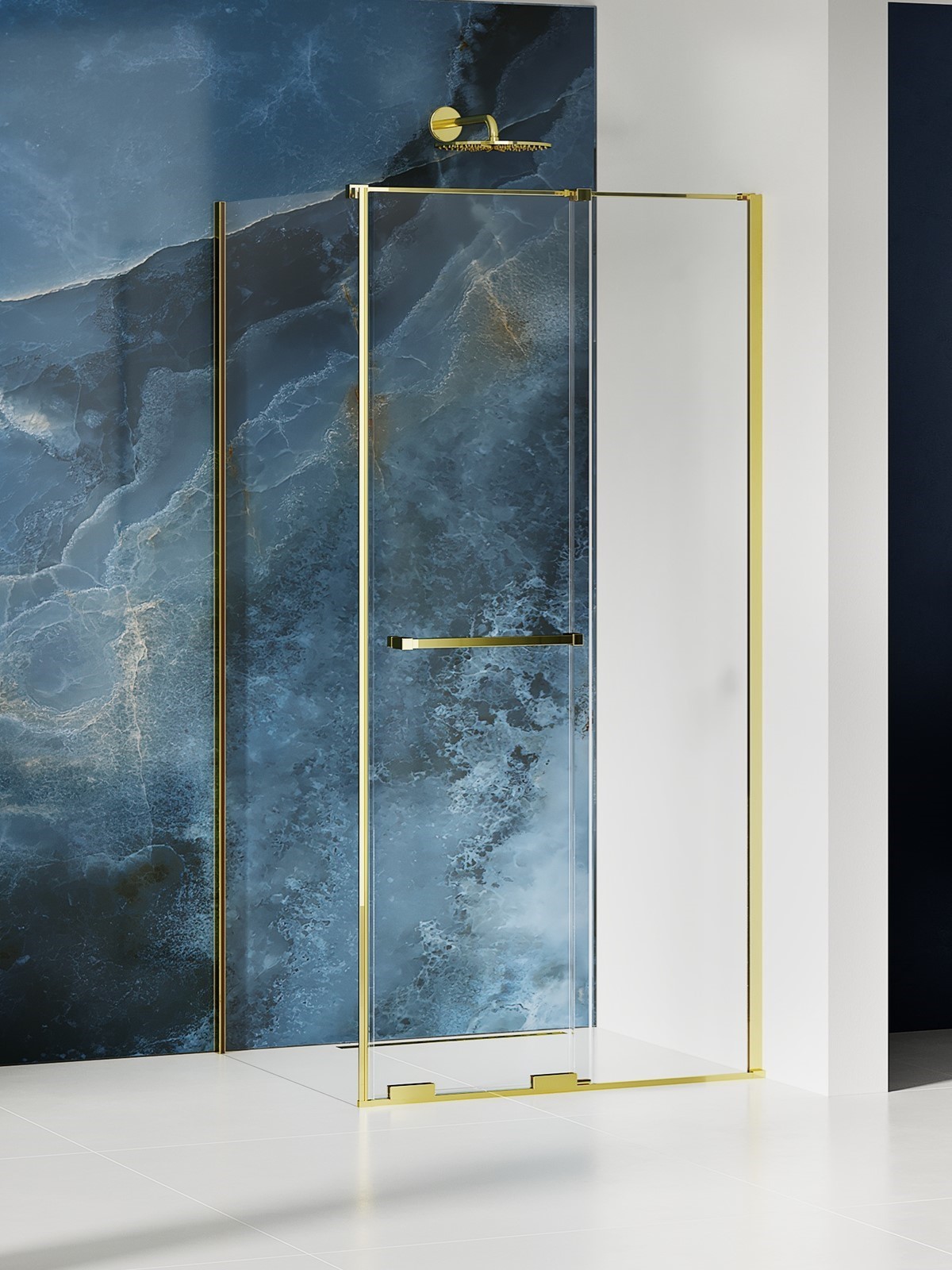New Trendy Smart Light Gold box doccia 130x90 cm rettangolare oro lucida/vetro trasparente EXK-6708
