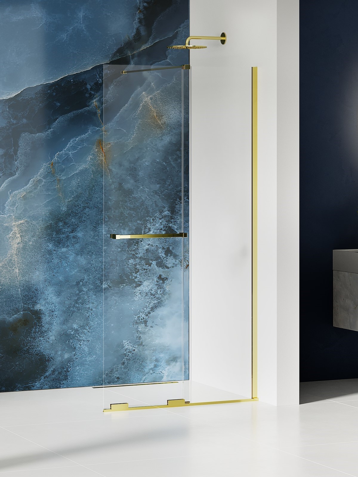 New Trendy Smart Light Gold parete doccia walk-in 130 cm oro lucida/vetro trasparente EXK-6732