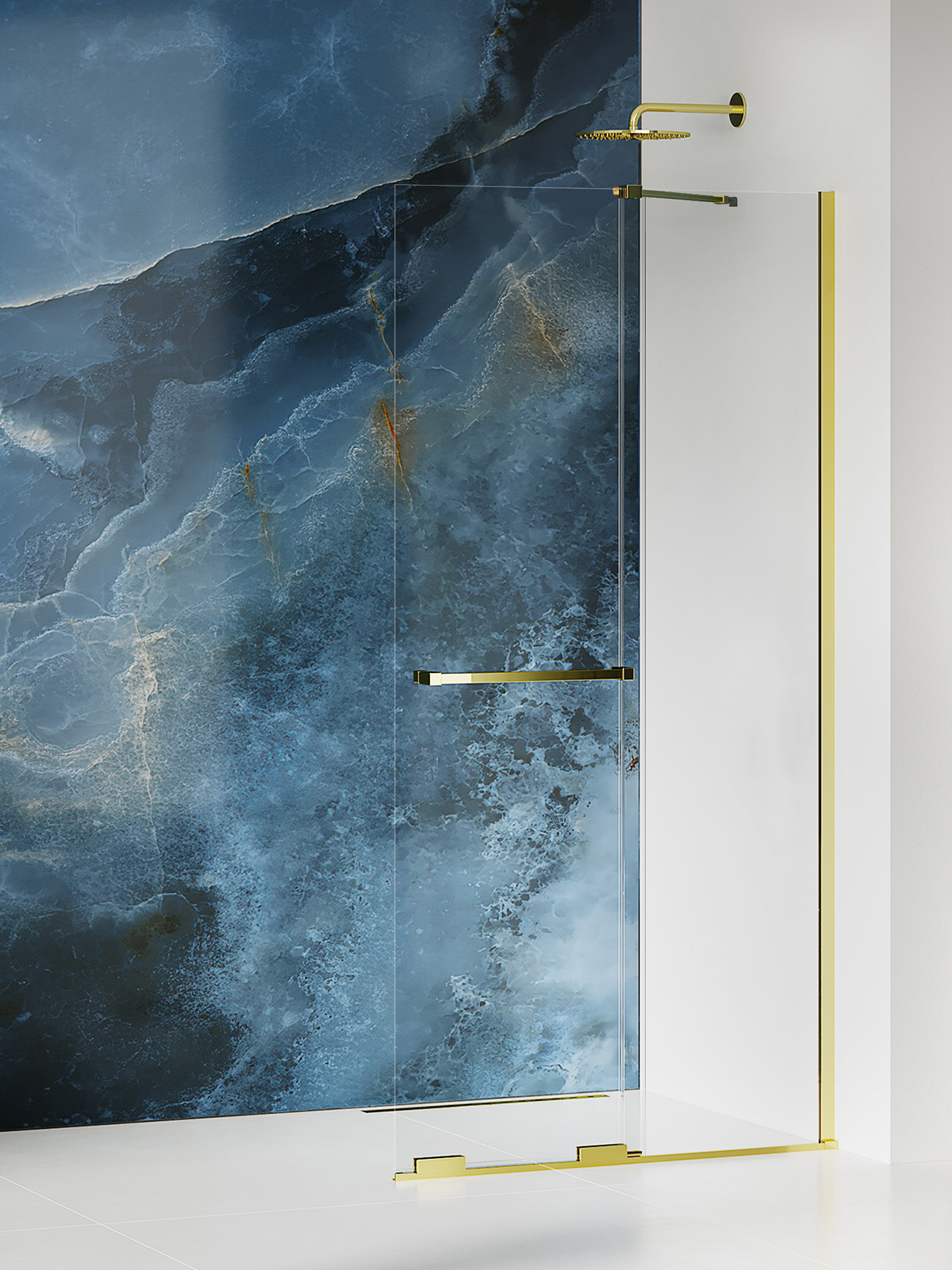 New Trendy Smart Light Gold parete doccia walk-in 160 cm oro lucida/vetro trasparente EXK-6735-WU