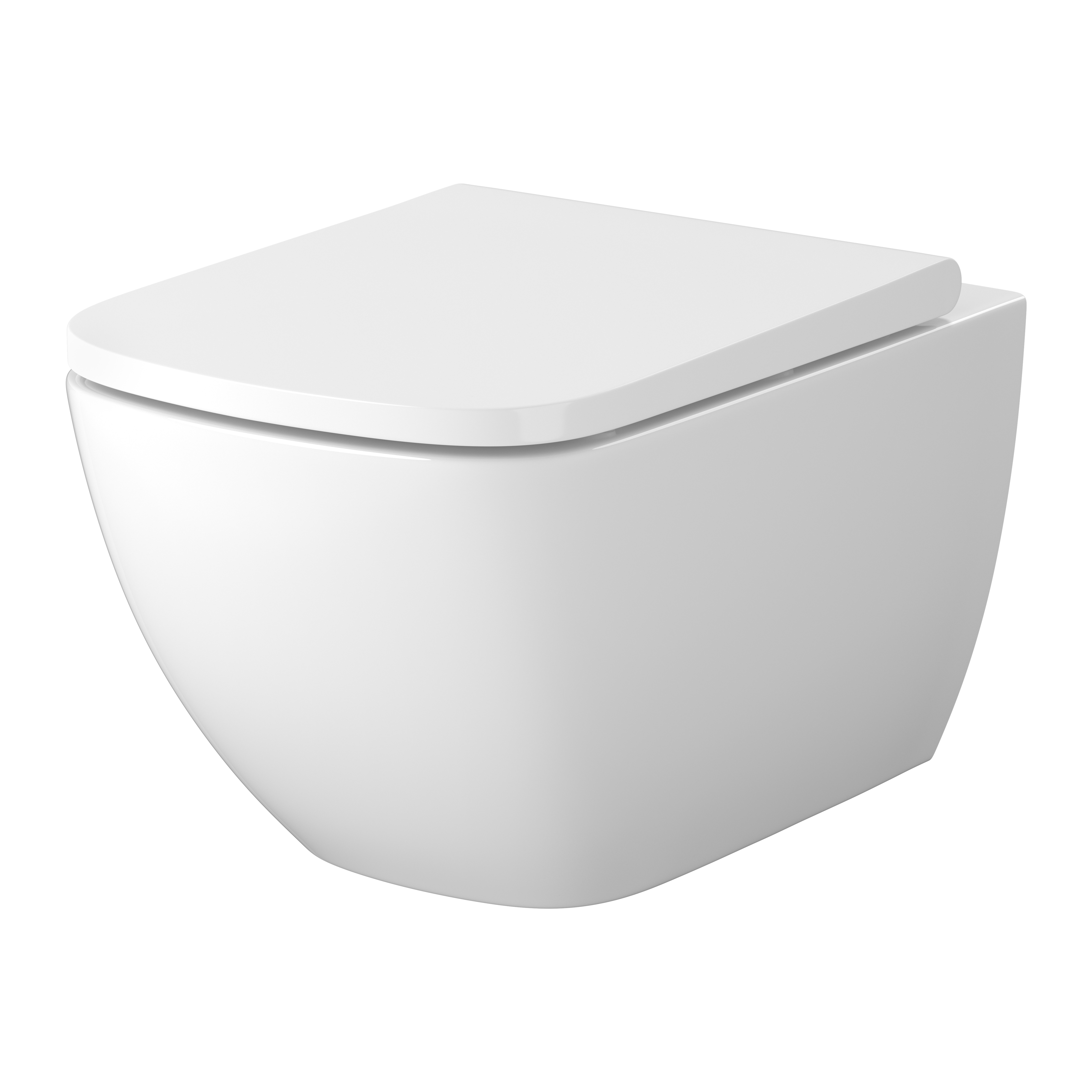 Cersanit Zen vaso wc con copriwater a discesa lenta sospeso senza brida con scarico a vortice bianco lucida S701-882