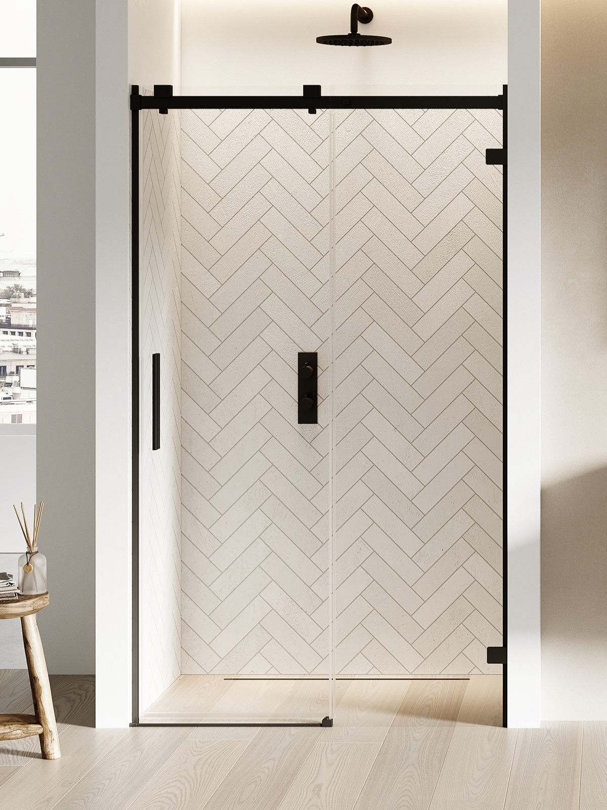 New Trendy Softi X Black porta doccia 130 cm scorrevole nero opaca/vetro trasparente EXK-5358