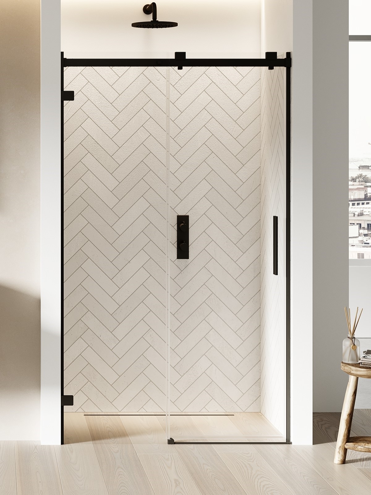New Trendy Softi X Black porta doccia 180 cm scorrevole nero opaca/vetro trasparente EXK-5368