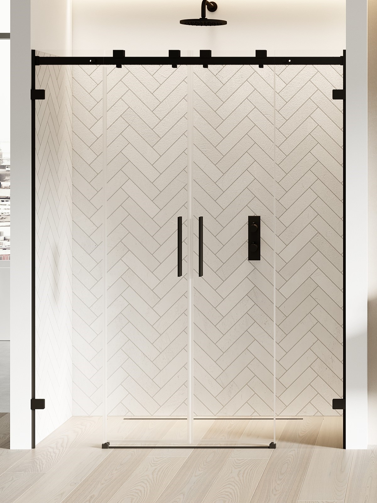 New Trendy Softi X Black porta doccia 140 cm scorrevole nero opaca/vetro trasparente EXK-5370