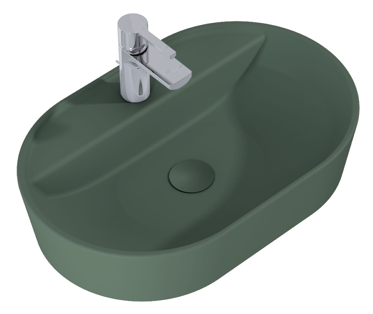 Elita Babette lavabo 62x41.2 cm ovale da appoggio verde RE040620017010