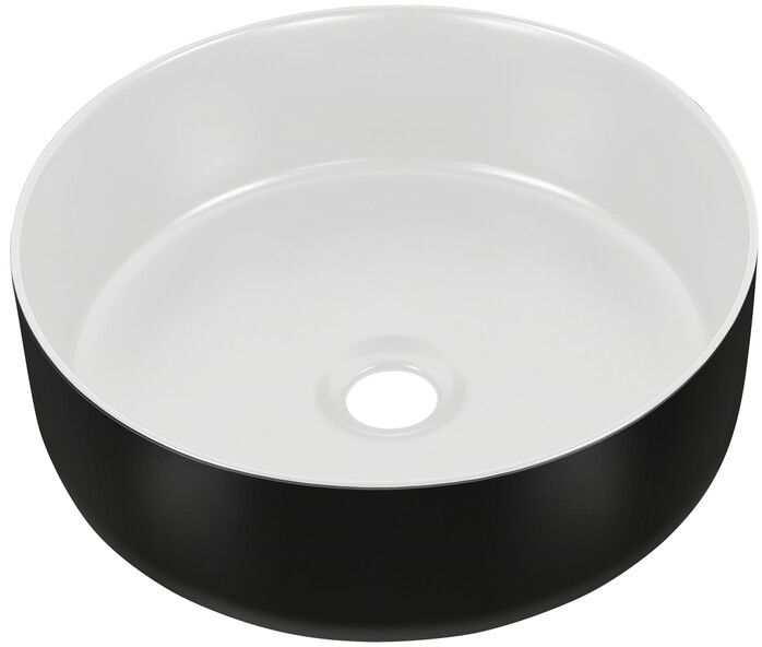 Comad Simple lavabo 36x36 cm rotonda da appoggio bianco-nero UM-6259 SIMPLE 8.