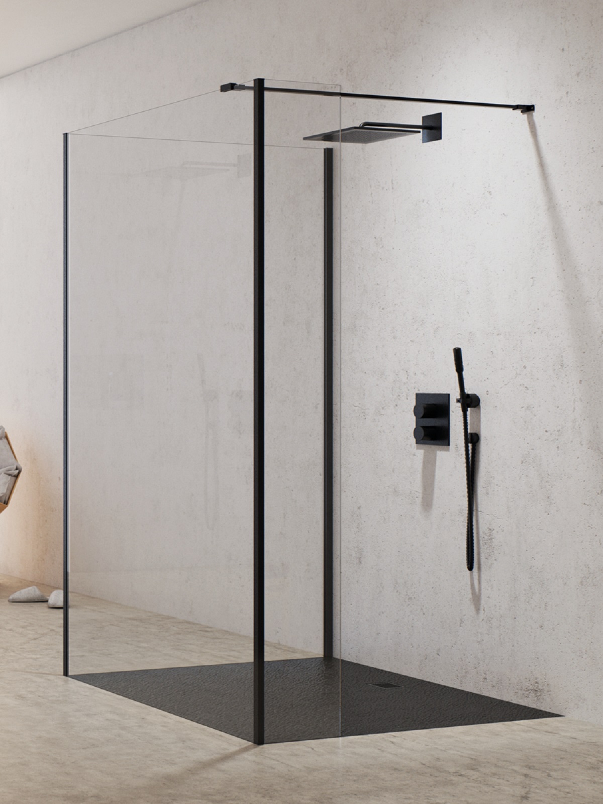 New Trendy New Modus Black parete doccia walk-in 110 cm nero opaca/vetro trasparente EXK-5592