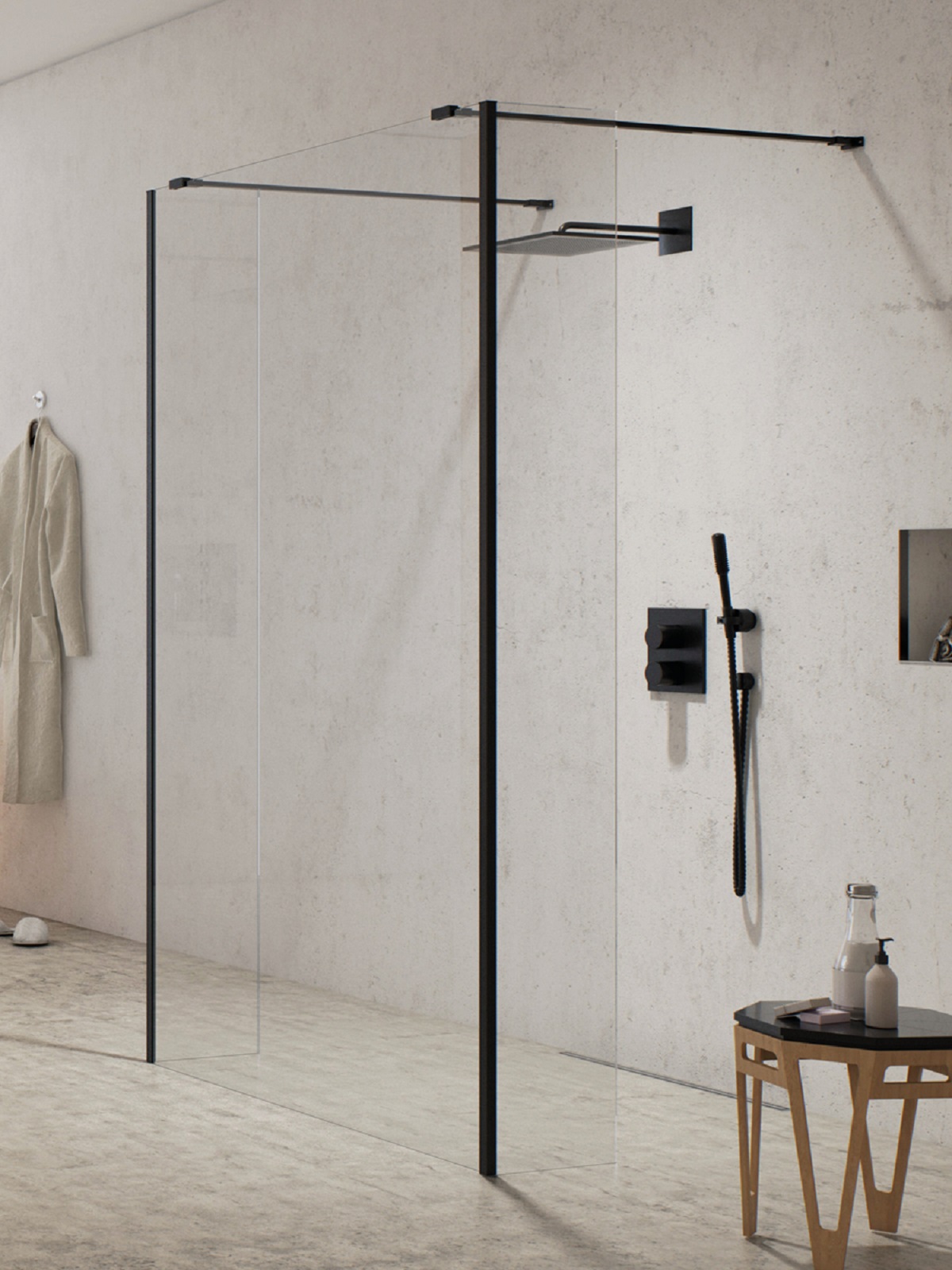 New Trendy New Modus Black parete doccia walk-in 100 cm nero opaca/vetro trasparente EXK-5606