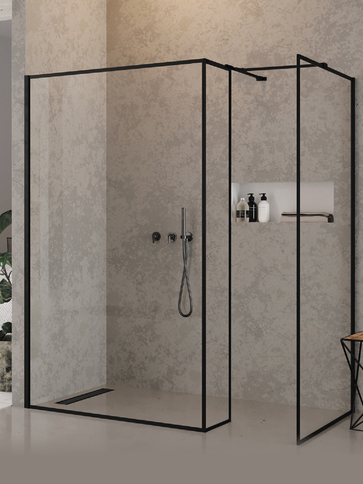 New Trendy New Modus Black parete doccia walk-in 100 cm nero opaca/vetro trasparente EXK-5621