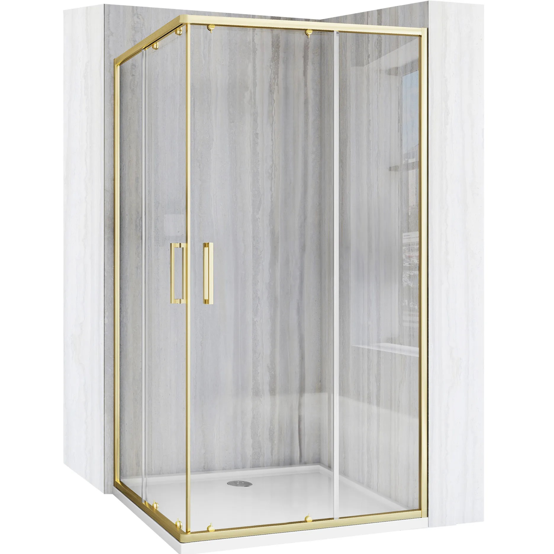 Rea City box doccia 77.5x97.5 cm rettangolare oro spazzolata/vetro trasparente REA-K6449