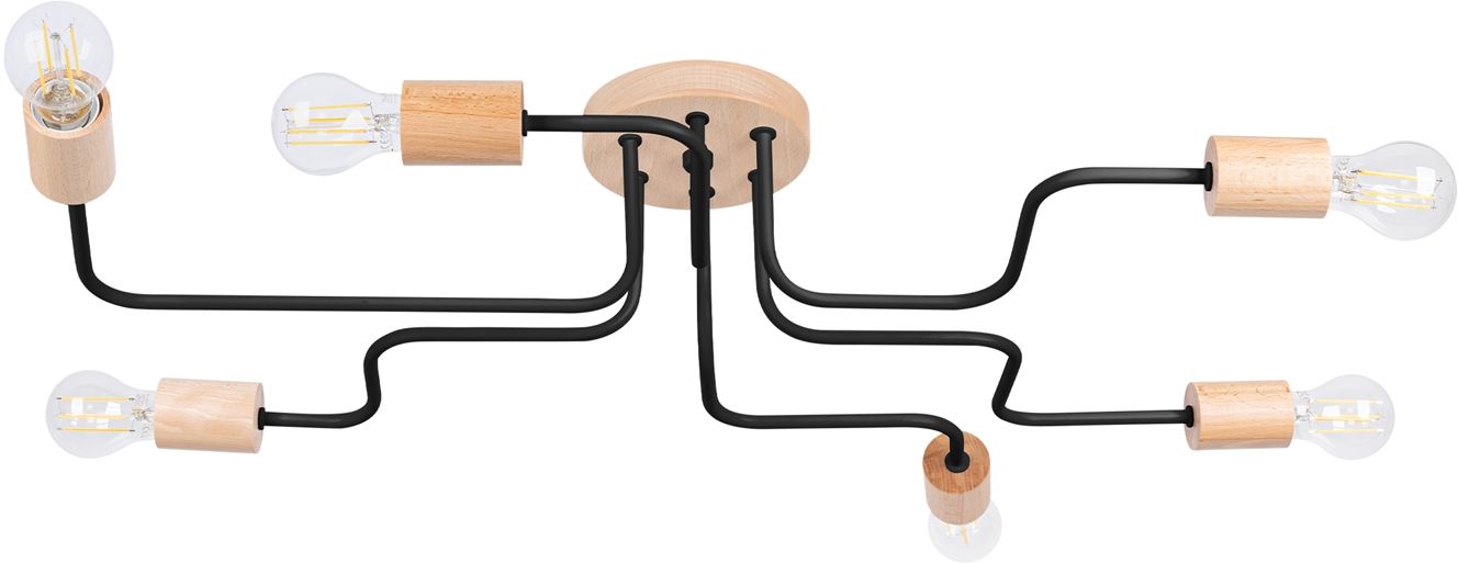 Sollux Lighting Timbo lampada da soffitto 6x15 W nero-legno SL.1670