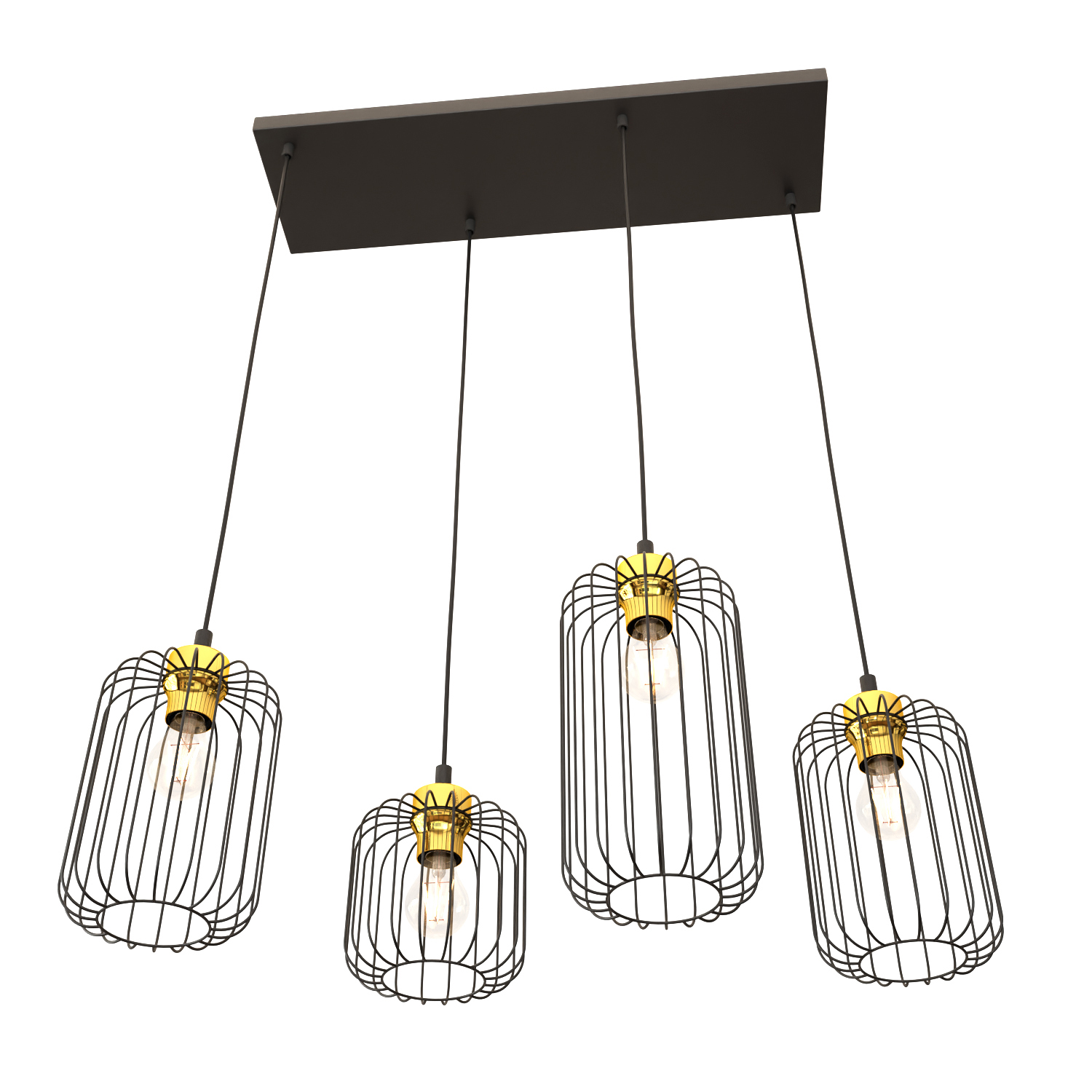 Emibig Vander lampada sospesa 4x15 W nero-oro 13644