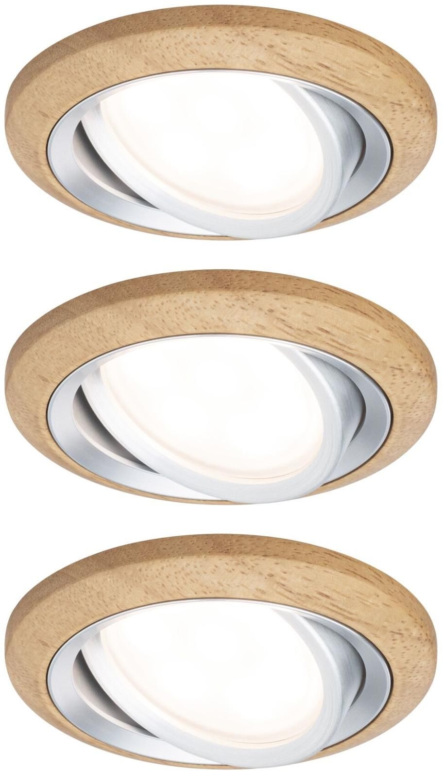 Paulmann Lanati lampada da incasso 3x6 W alluminio-legno 92239