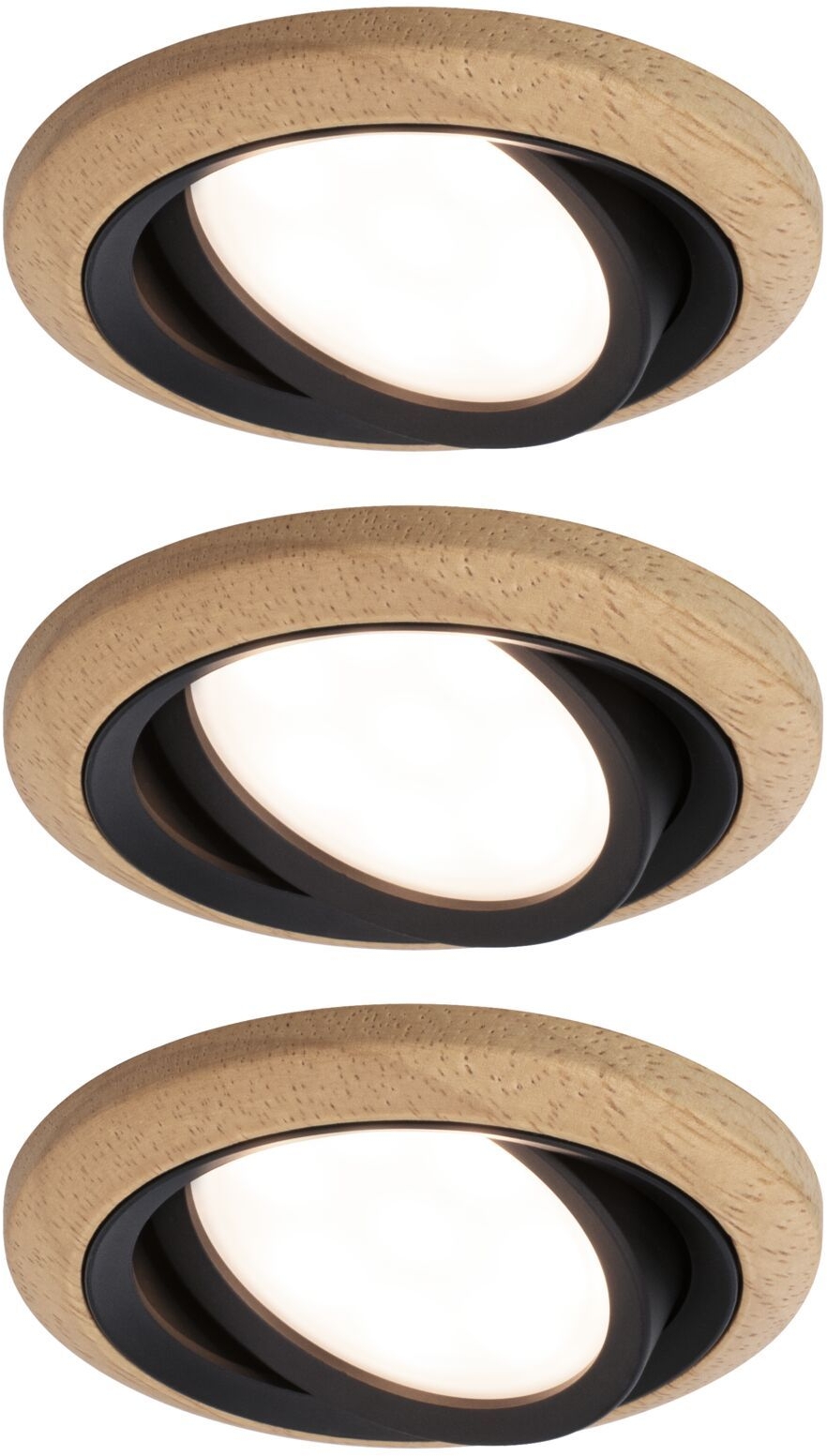 Paulmann Lanati lampada da incasso 3x6 W nero-legno 92237