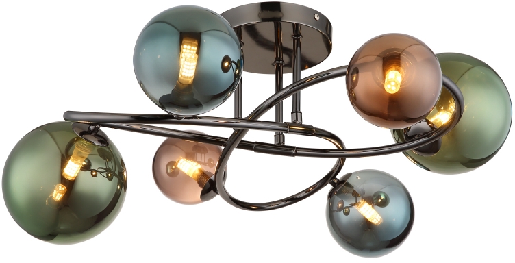 Globo Lighting Riha lampada sospesa 6x3.5 W verde-fumé-blu-grigio/cenere 56142-6D
