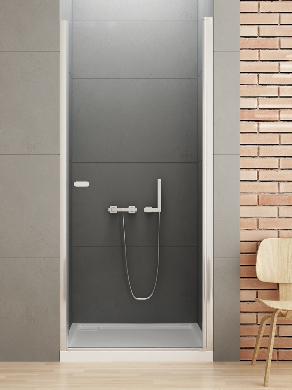 New Trendy New Soleo porta doccia 80 cm a battente cromo lucida/vetro trasparente D-0120A