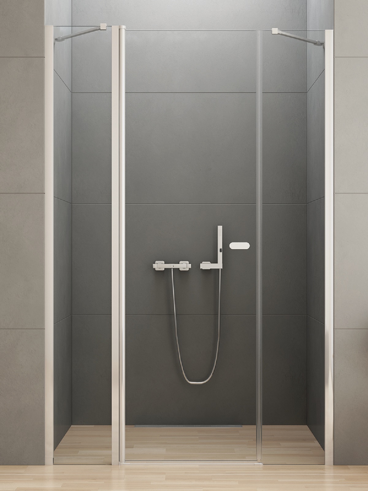 New Trendy New Soleo porta doccia 150 cm a battente cromo lucida/vetro trasparente D-0175A